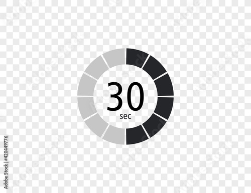 The 30 seconds, stopwatch, digital timer. clock and watch, Vector illustration.