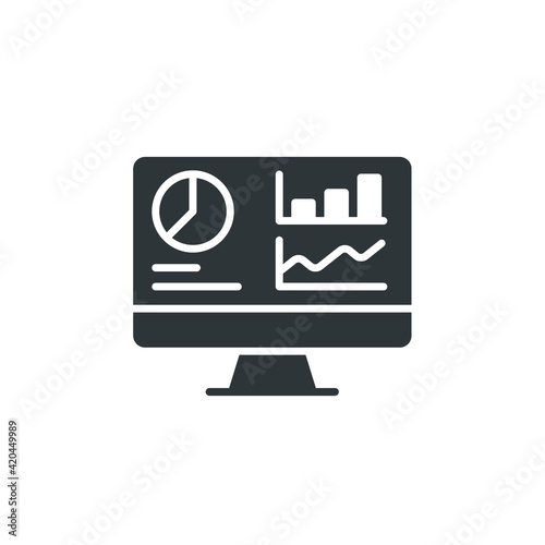 Dashboard admin glyph icon. Simple solid style. User panel template, data analysis, agency, graph, business linear sign. Vector illustration isolated on white background. EPS 10