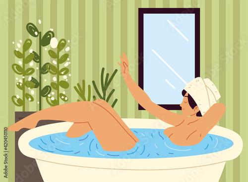 woman inside bathtub
