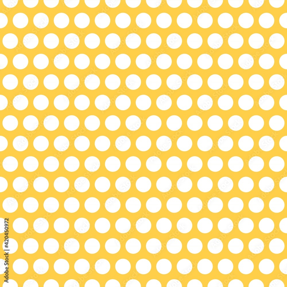 Vector seamless pattern with white dots on a yellow background. For printing on fabric, paper, wallpaper, substrate for the site. EPS10 Vector seamless pattern with white dots on a yellow background. For printing on fabric, paper, wallpaper, substrate for the site. EPS10