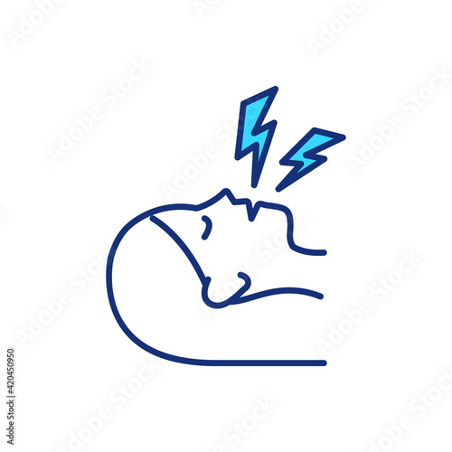 Sleep talking RGB color icon. Somniloquy. Abnormal behavior. Dialogues and monologues while asleep. Sleep disorder. Parasomnia. Unconscious and unintentional talk. Isolated vector illustration