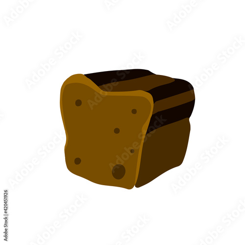 Hand drawing dark cut rye bread. Vector illustration of bread standing sideways on a white background.