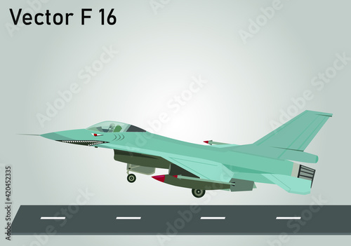 Vector Jet F 16 Fighting Falcon with shark sticker or ornament