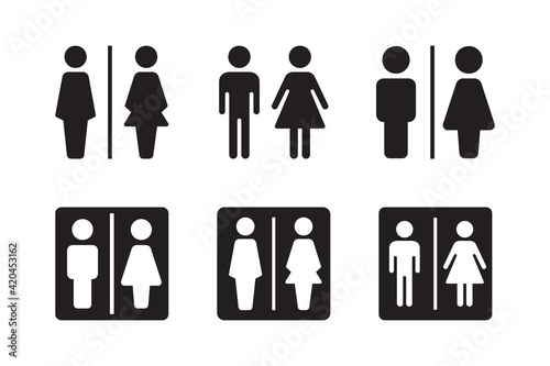 Toilet sign, bathroom, lavatory, commode, restroom, wc icon set. Vector graphic illustration. Suitable for website design, logo, app, template, ui, signboard, and more 