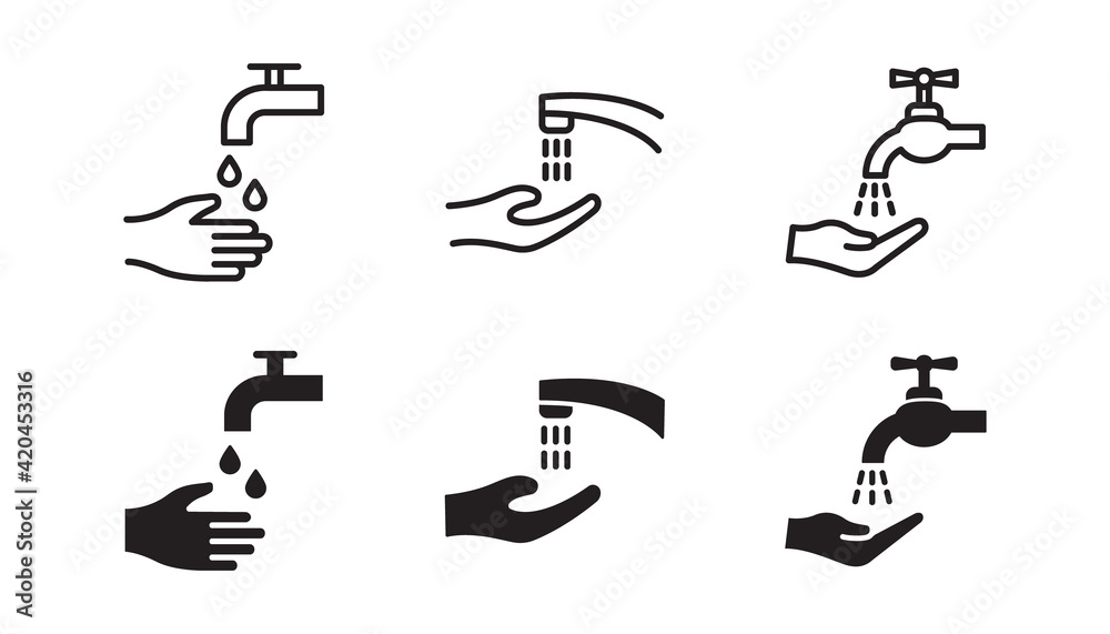 Wash your hand icon set. Vector graphic illustration. Suitable for website design, logo, app, template, and ui. Wash your hand icon set. Vector graphic illustration. Suitable for website design, logo, app, template, and ui.