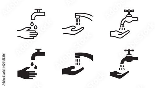 Wash your hand icon set. Vector graphic illustration. Suitable for website design  logo  app  template  and ui. 