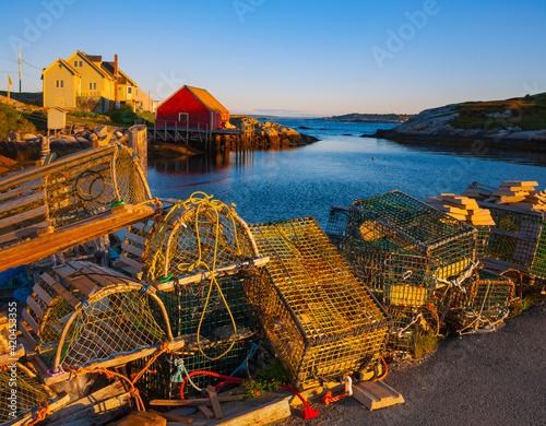 Lobster pots or traps at Peggys Cove, Nova Scotia. photo