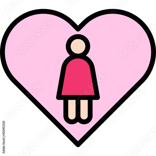 Woman in Heart shape icon, Feminism related vector