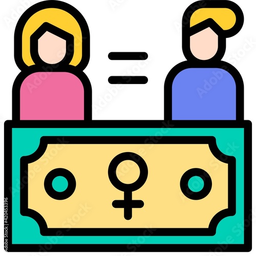 Equal pay for equal work icon, Feminism related vector