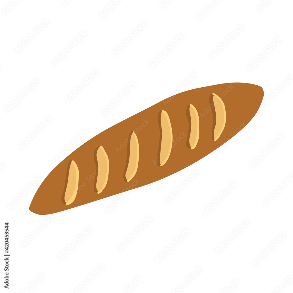 Hand draw baguette long on white background isolated Hand draw baguette long on white background isolated