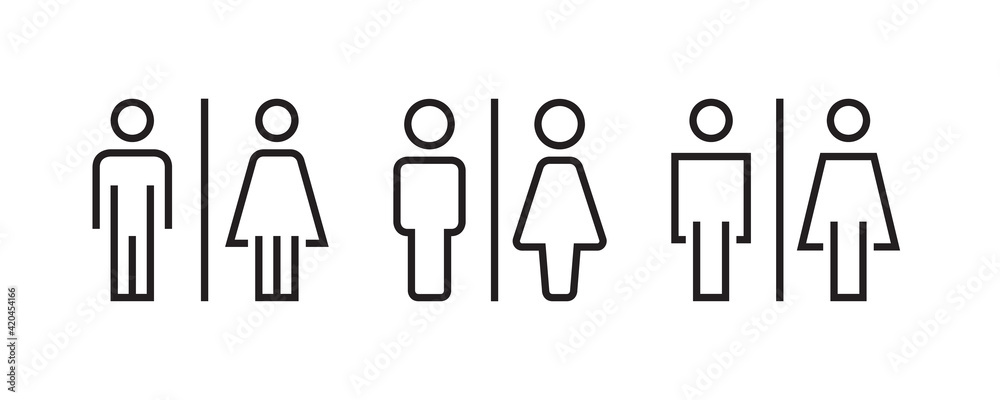 Toilet sign, bathroom, lavatory, commode, restroom, wc icon set. Vector graphic illustration. Suitable for website design, logo, app, template, ui, signboard, and more 