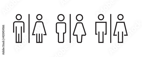 Toilet sign, bathroom, lavatory, commode, restroom, wc icon set. Vector graphic illustration. Suitable for website design, logo, app, template, ui, signboard, and more 