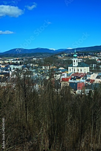 Czech Republic-view of the city Trutnov and Giant Mountains photo