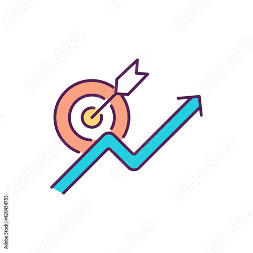 Boosting productivity RGB color icon. Keeping high efficiency in business. Eliminating all distractions on way. Getting more quality work. Using time efficiently. Isolated vector illustration