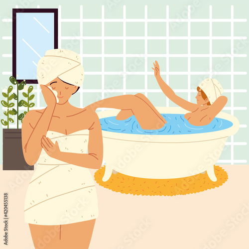 women bathroom relaxing