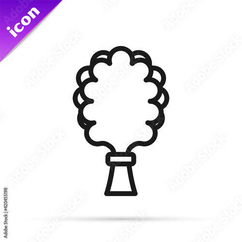 Black line Sauna broom icon isolated on white background. Broom from birch twigs, branches for Russian steam bath, sauna, washhouse. Vector