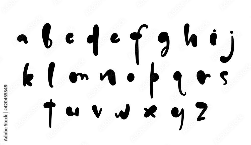 Handwritten cartoon Abc alphabet. English doodle font. Handwritten cartoon Abc alphabet. English doodle font.