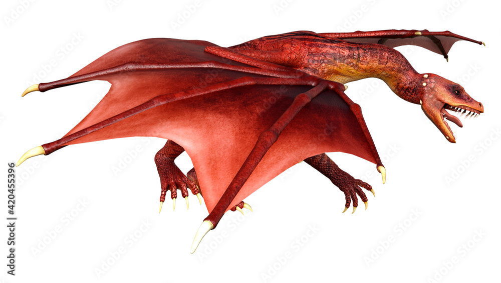 3D Rendering Fairy Tale Dragon on White 3D Rendering Fairy Tale Dragon on White