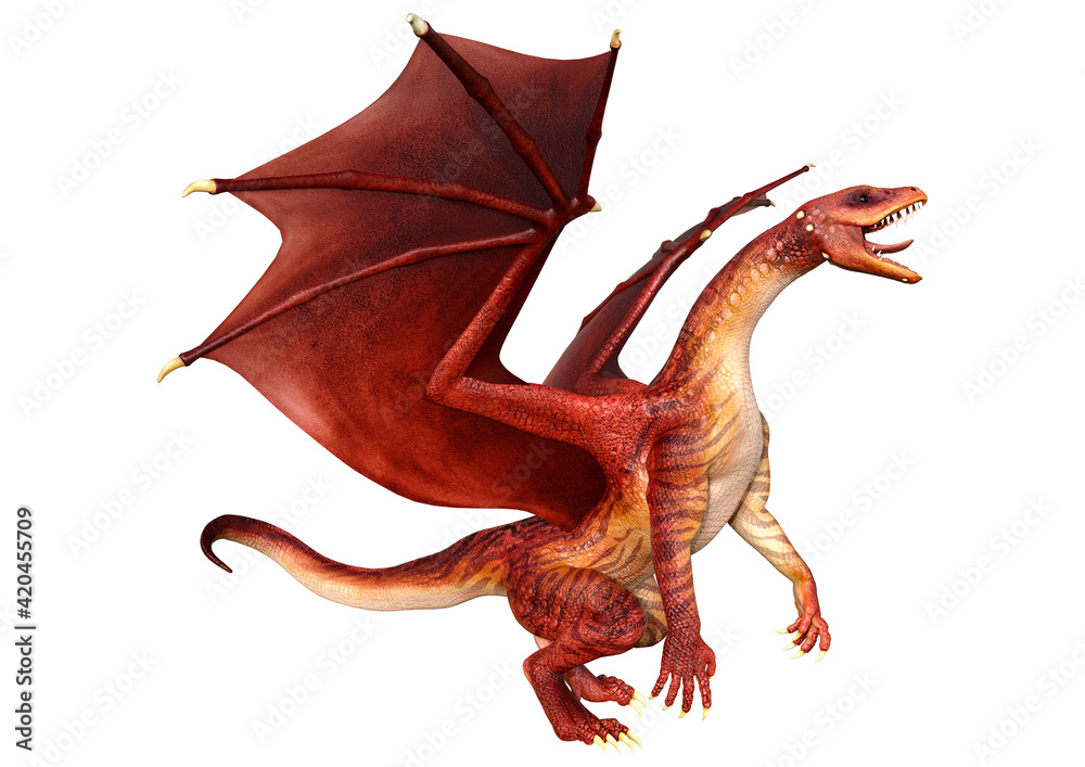 3D Rendering Fairy Tale Dragon on White 3D Rendering Fairy Tale Dragon on White
