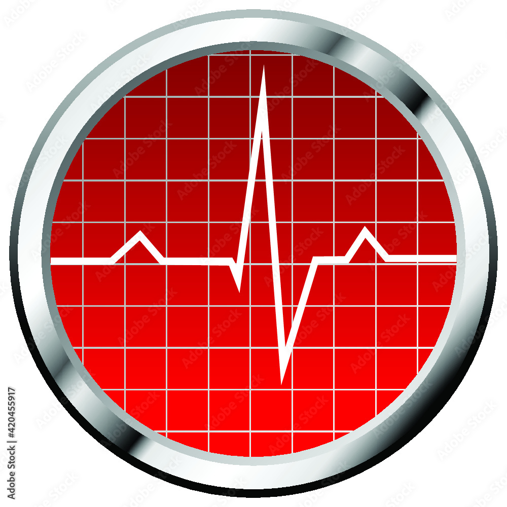 Round red heart beat monitor with signal isilated