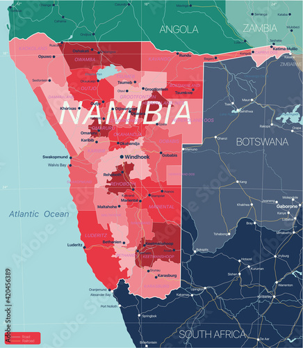 Namibia country detailed editable map