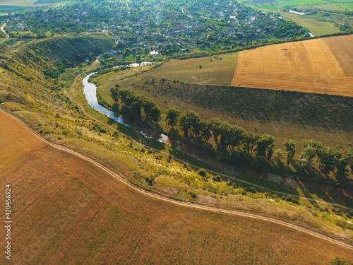 river and village at it's shore