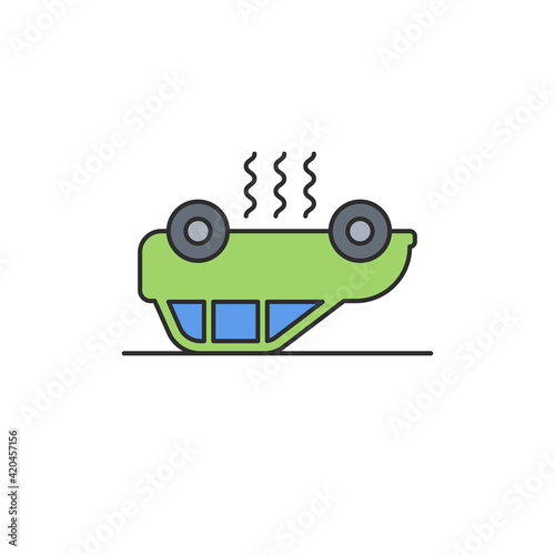 overturned car vector icon filled flat sign for mobile concept and web design car accident glyph