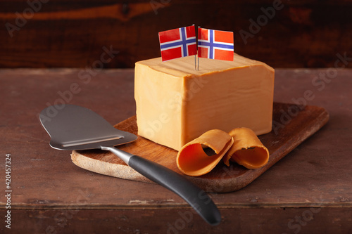 Norwegian brunost traditional brown cheese