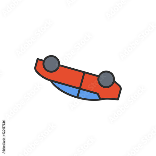 overturned car vector icon filled flat sign for mobile concept and web design car accident glyph