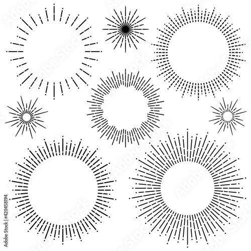 円形の光線のフレームセット