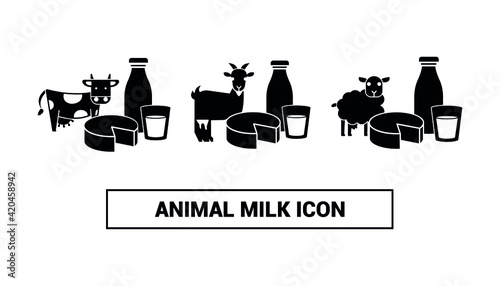 Vector image. Cow, sheep and goat milk icon.
