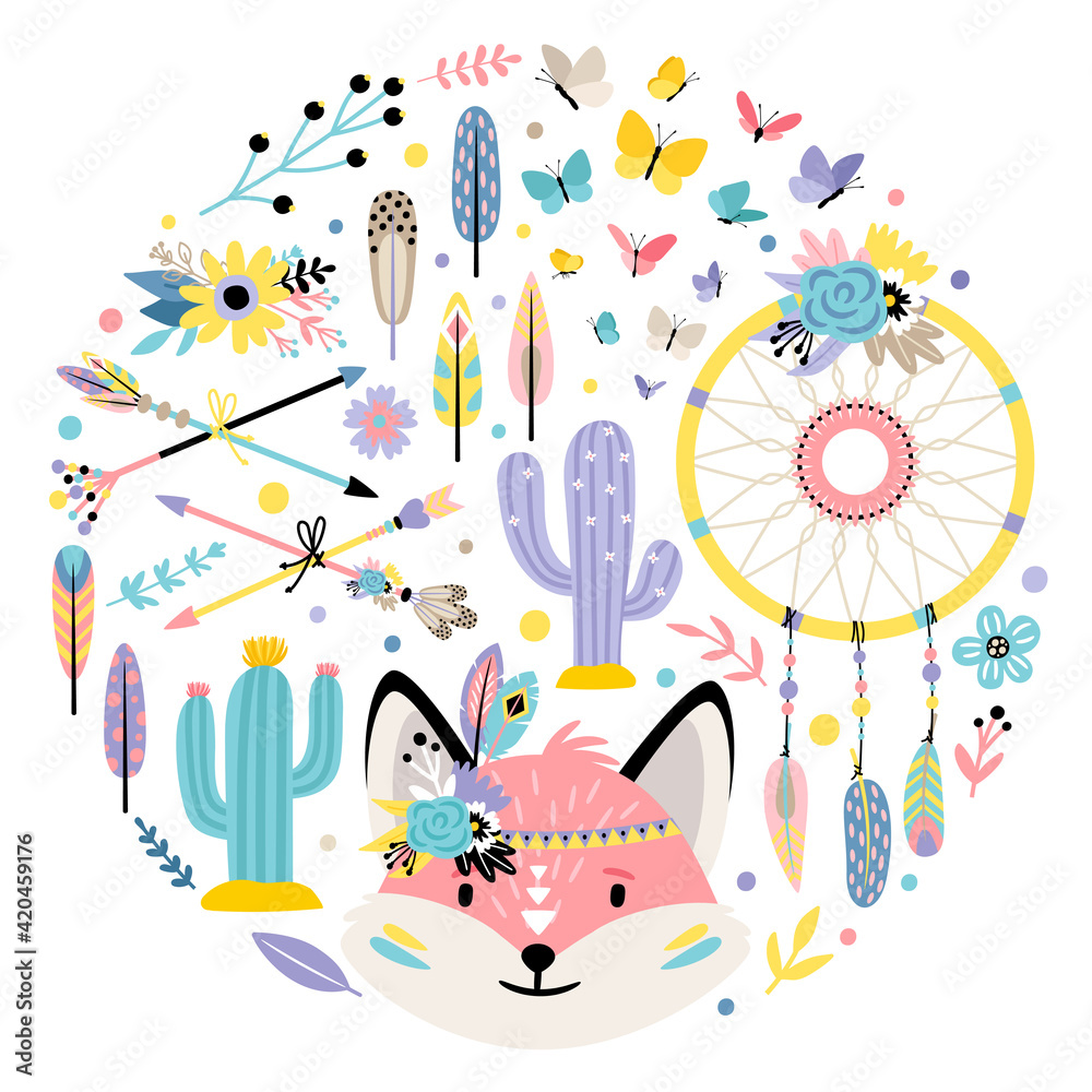 Obraz premium Fox and indian elements