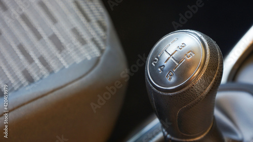 Close up of modern car shift lever