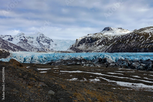 svínafellsjökull, icelandic glacier, glacier, nordic island, north atlantic, mountain, snow, landscape, sky, nature, mountains, winter, rock, ice, peak, valley, panorama, alps, blue, river, cloud, alp