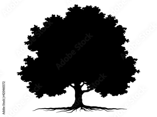 Big black tree Symbol style and white background. Can be used for your work.