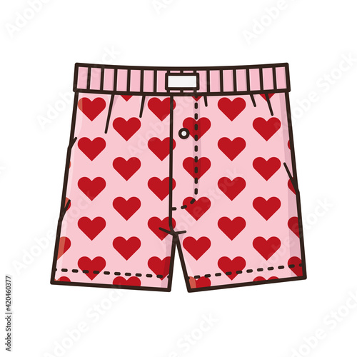 Boxer Shorts with hearts pattern isolated vector illustration for Boxer Shorts Day on October 27
