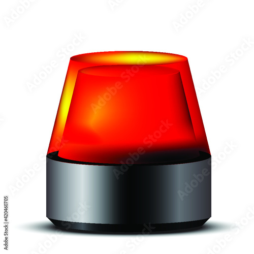 Red flashing siren ligon on white
