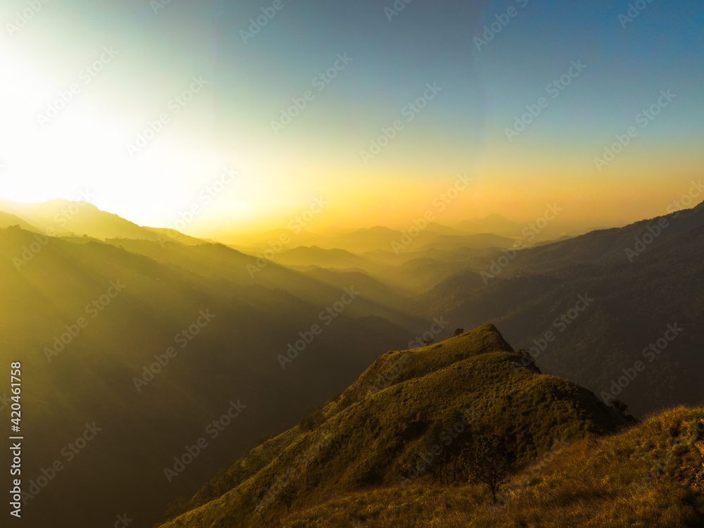 panorama of little adams peak and its surroundings during sunlight shot with a drone aerial panorama during covid19 travel restrictions february 2021