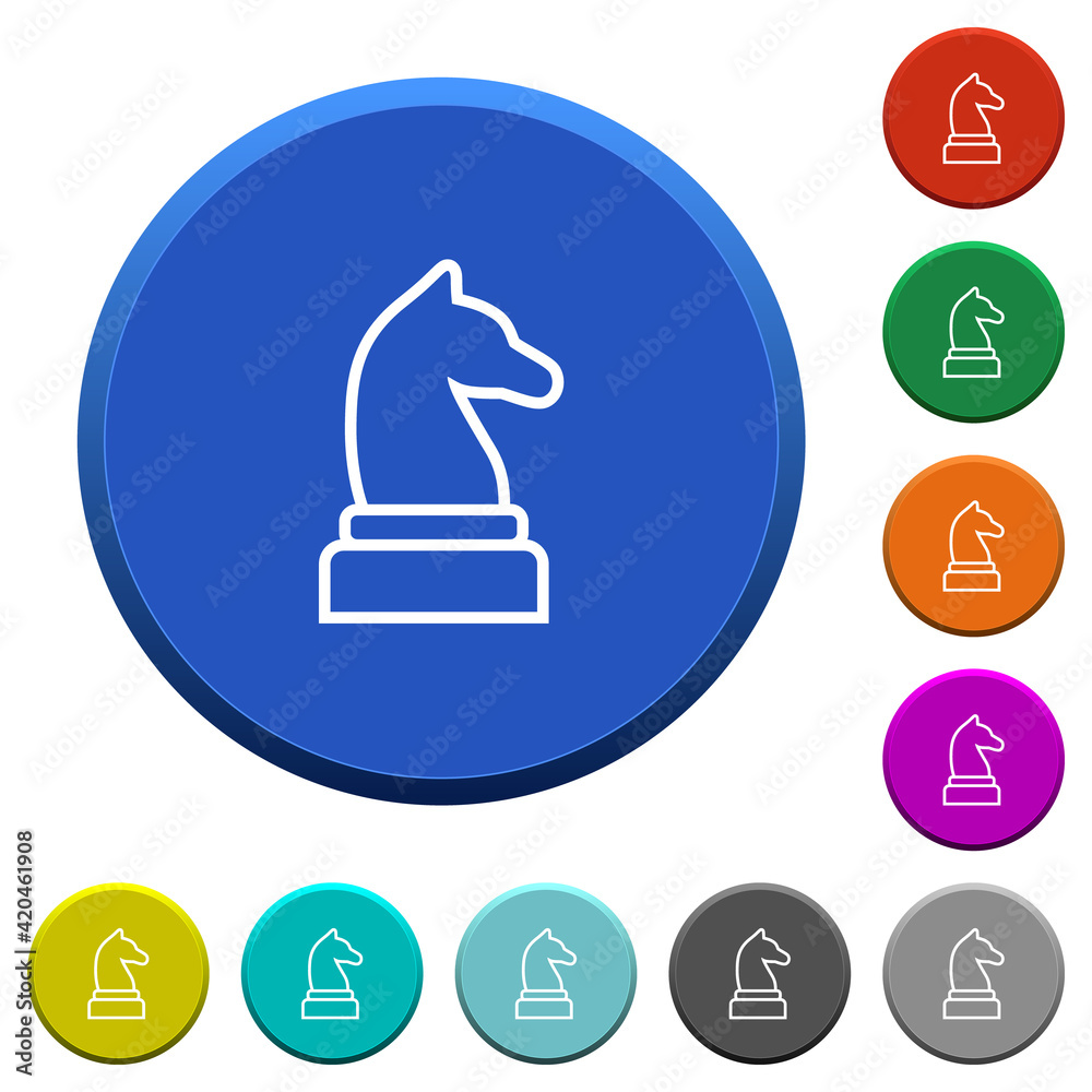 White chess knight beveled buttons White chess knight beveled buttons
