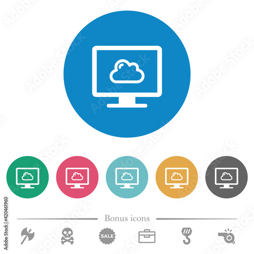 Cloud computing flat round icons