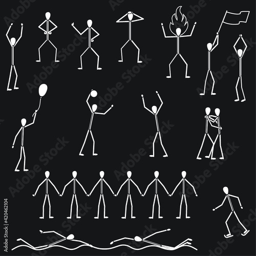silhouettes of people, figures of people in motion