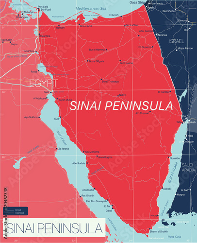 Sinai Peninsula country detailed editable map