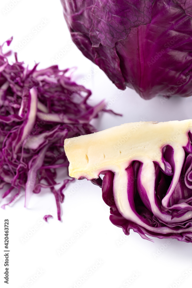 Obraz premium Red cabbage on white background