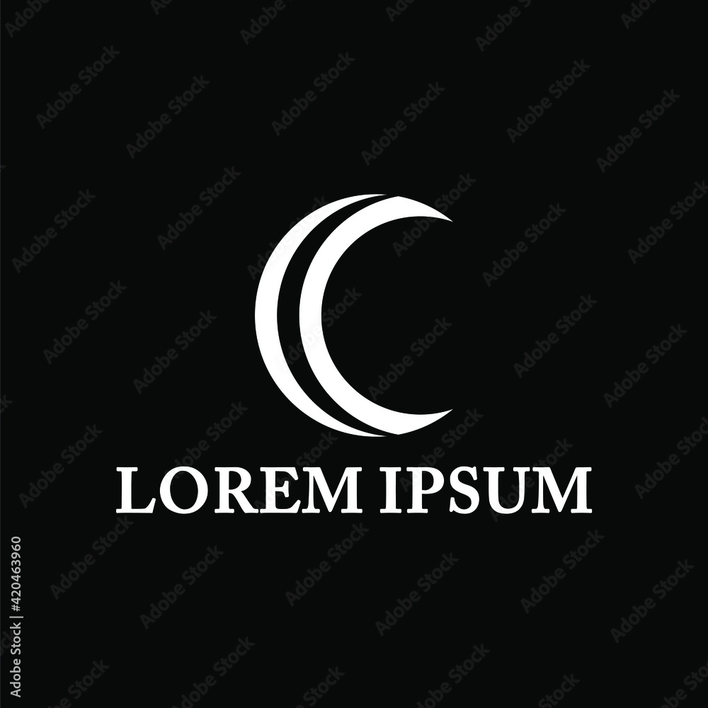 Initial Letter C crescent moon logo template in flat design monogram illustration Initial Letter C crescent moon logo template in flat design monogram illustration