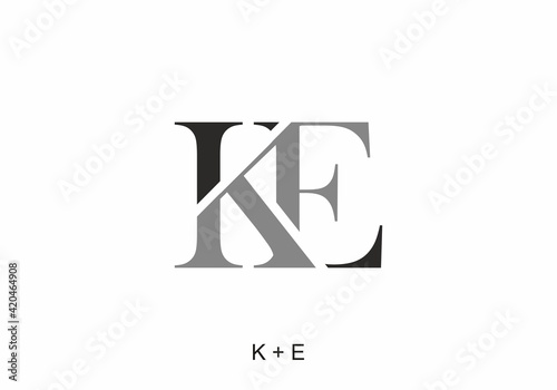 Black and grey of KE initial letter
