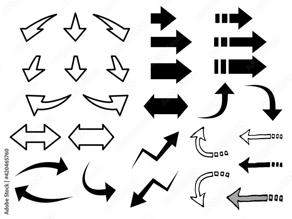 矢印 上昇 下降 ビジネス 広告 チラシ プレゼンテーション モノクロ 黒 単色 方向 アイコンセット Icon Set Icon Directing Arrow Set Vector Mono Black And White Stock Vektorgrafik Adobe Stock