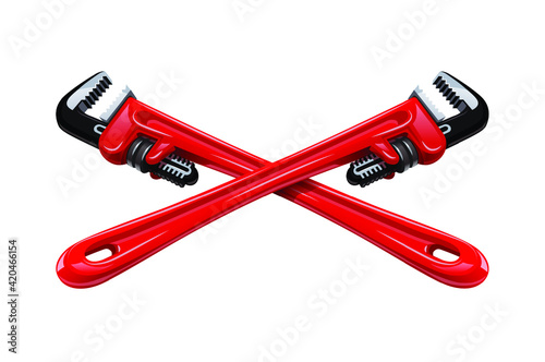 Pipe wrench. Plumber tool. Isolated on white background. Eps10 vector illustration.