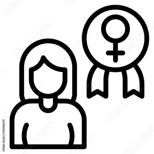 Woman and Rosette icon, Feminism related vector