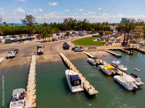 Miami boat ramp weekend scene
