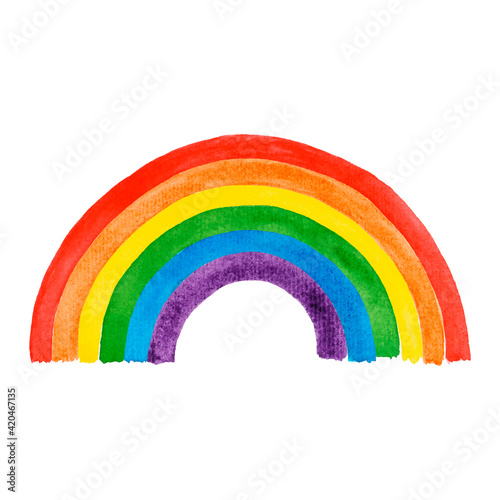 Watercolor rainbow of LGBT flag colors.
